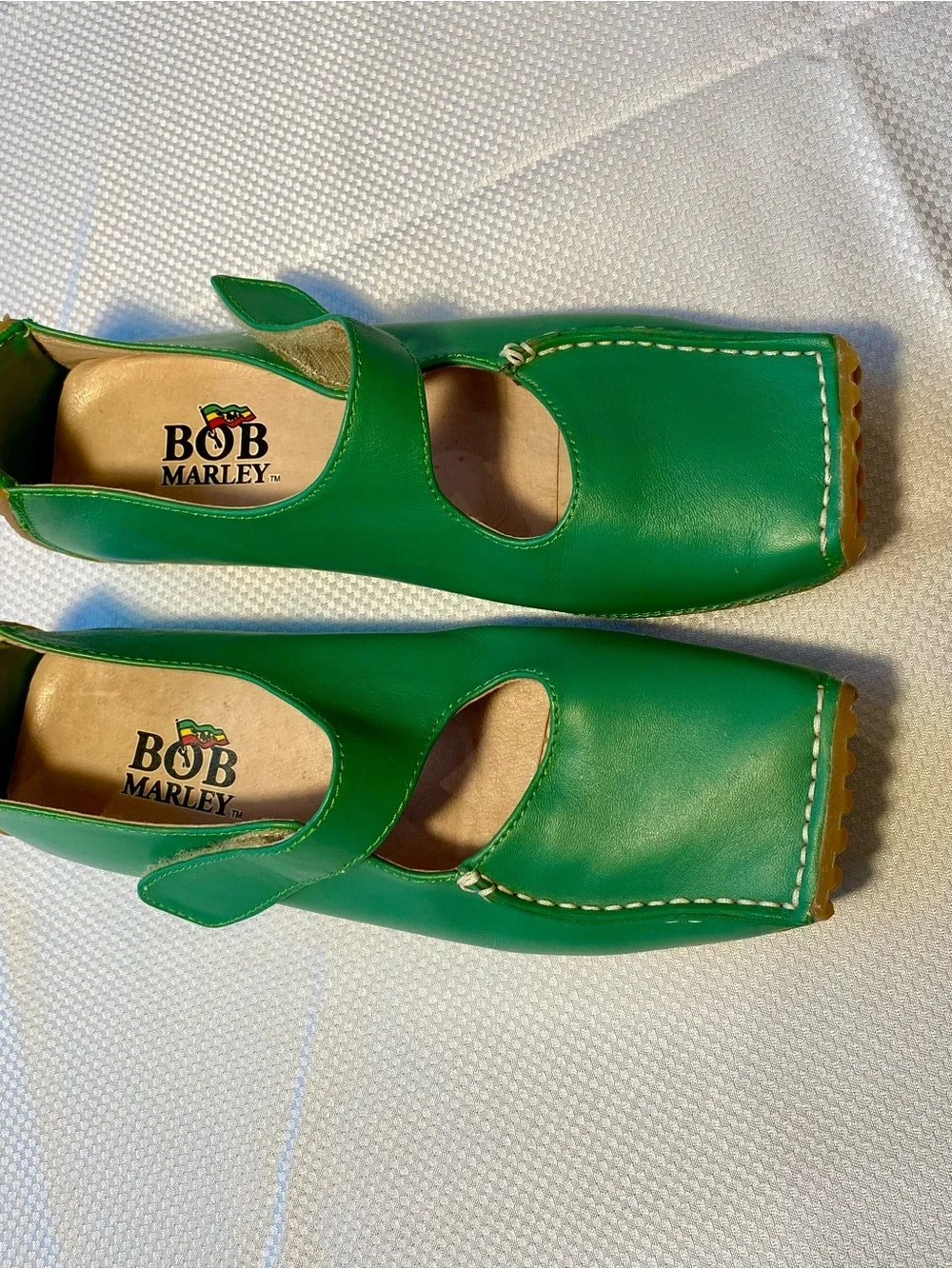 Bob Marley Green Leather Mary Jane Shoes for Men size 5